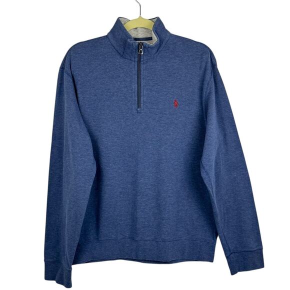Polo Ralph Lauren Active Blue Cotton Blend 1/4 Zip High Neck Sweatshirt Medium - Picture 1 of 11
